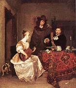 TERBORCH, Gerard A Young Woman Playing a Theorbo to Two Men Sweden oil painting reproduction
